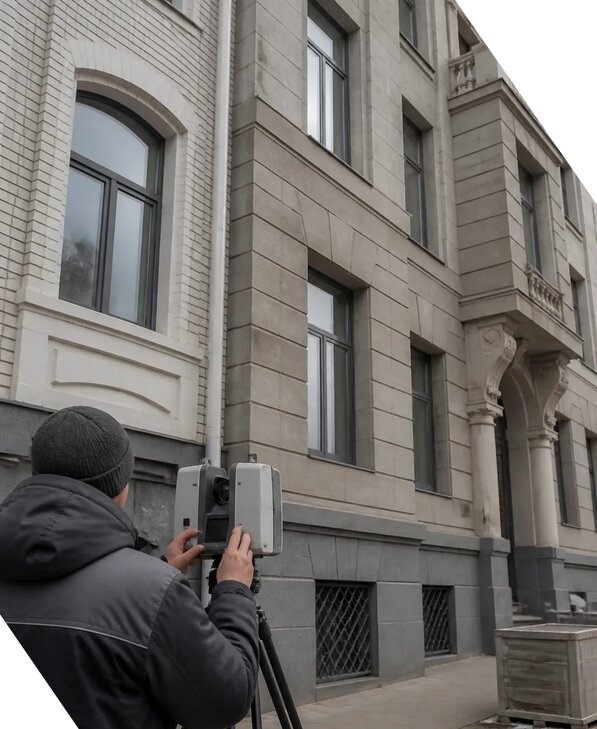 Лазерное сканирование фасадов зданий для обследования в Воскресенске